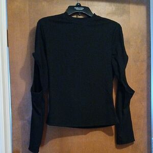 Shein Witchy Goth Minimalist Punk Cut Out Sleeve Knit Top L